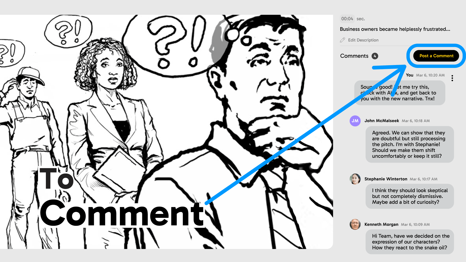 StoryBoom App screenshot: to comment