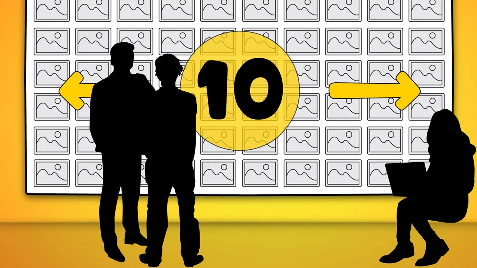 StoryBoom app, 10-up on the huge display